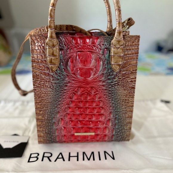 Brabhim Tote. H11” x W3” x L9”. Rolled handle 4.5 drop. 23” Crossbody strap. - Picture 4 of 4